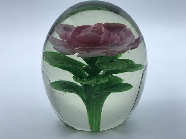 Large Vintage Chinese Glass Paperweight Rose - Image 2