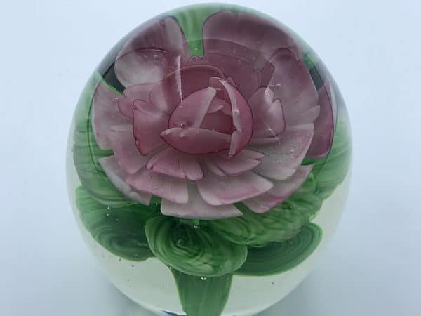 Large Vintage Chinese Glass Paperweight Rose - Image 4