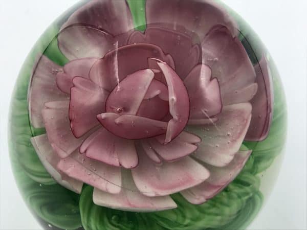 Large Vintage Chinese Glass Paperweight Rose - Image 5