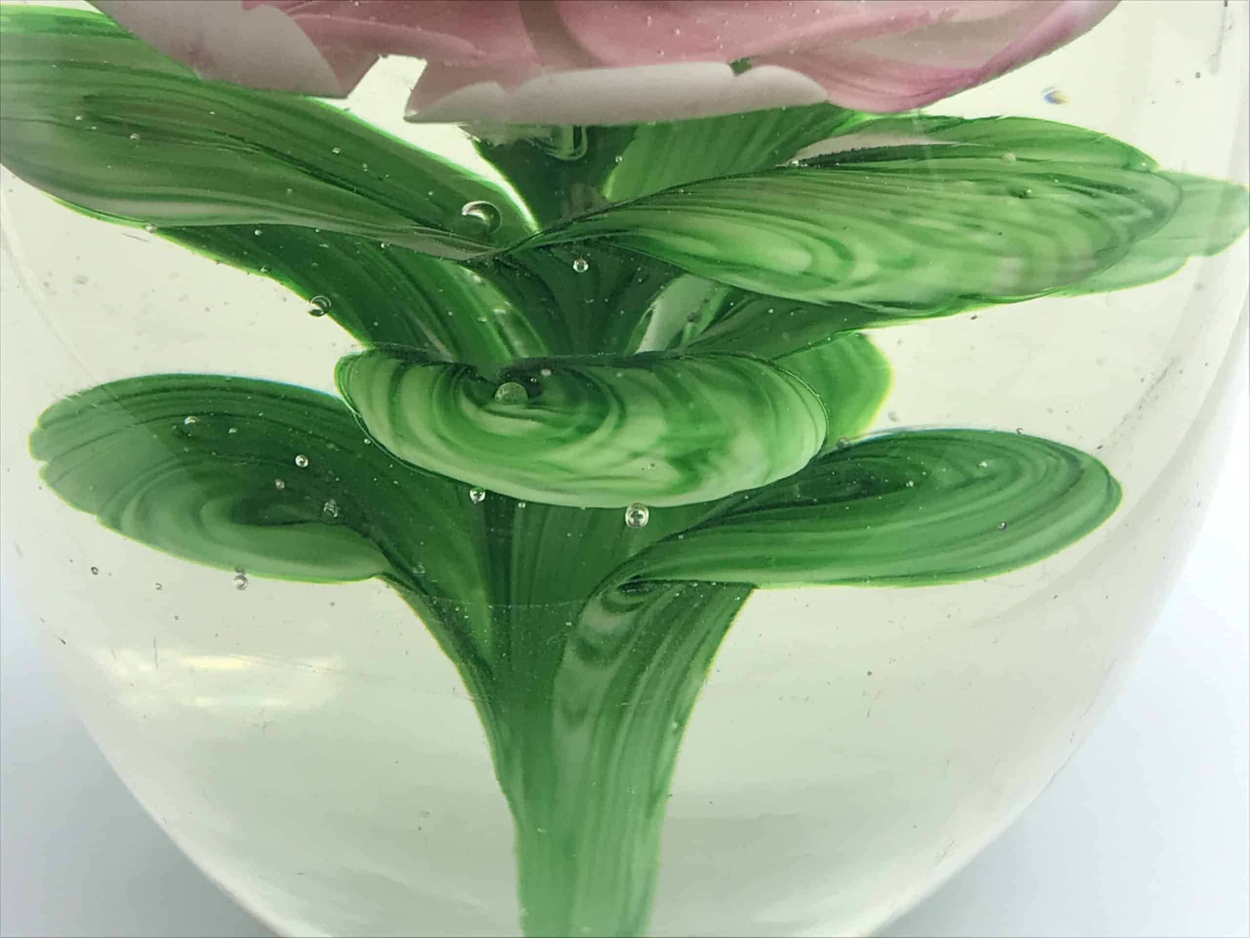 Large Vintage Chinese Glass Paperweight Rose - Image 6