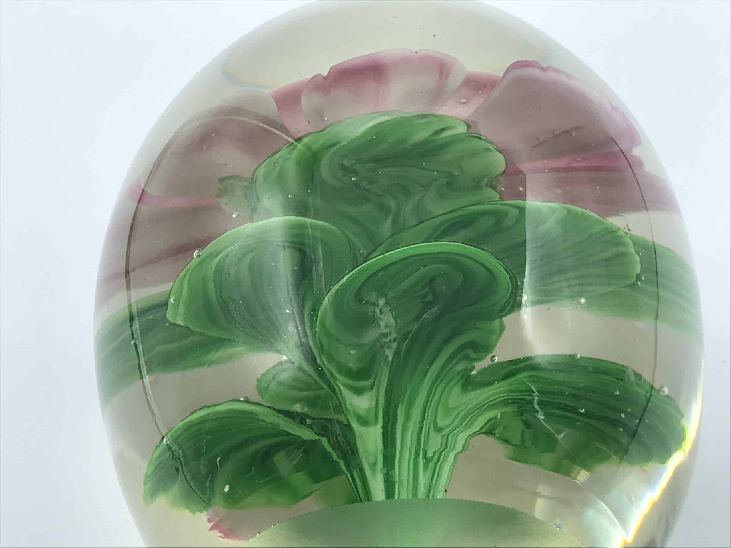 Large Vintage Chinese Glass Paperweight Rose - Image 7