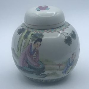 Chinese Republic Period Porcelain Ginger Jar Hand Painted Figure Scene