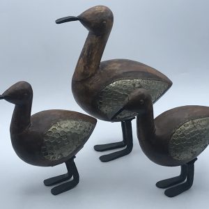 Vintage Wood and Wrought Iron Duck Figures Family Group