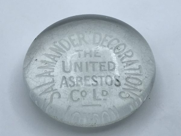 Rare Antique Advertising Glass Paperweight United Asbestos Co Ltd - Image 2