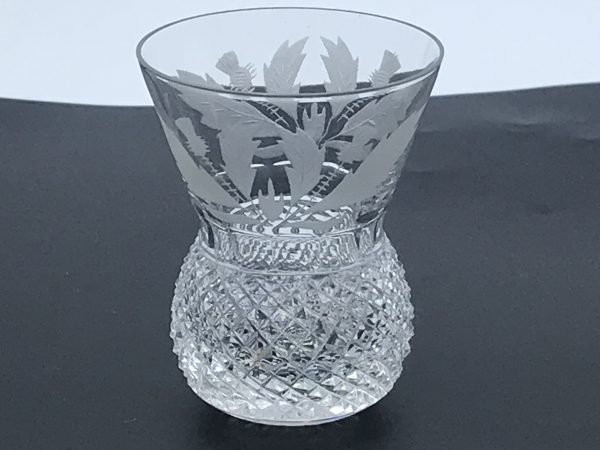 Rare Edinburgh Crystal Thistle Vase & Shot Glasses Set – Signed - Image 4