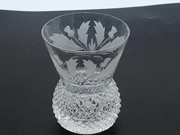 Rare Edinburgh Crystal Thistle Vase & Shot Glasses Set – Signed