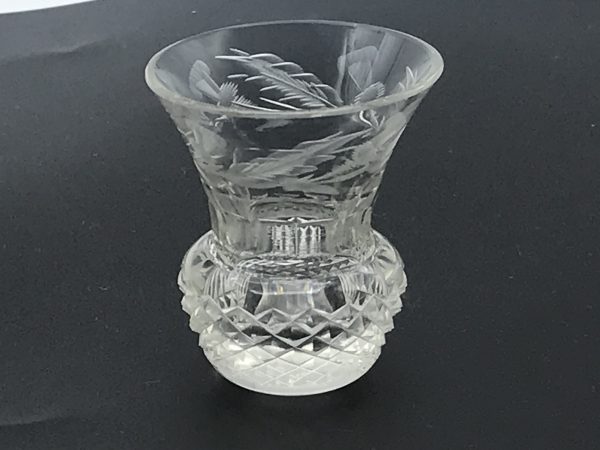 Rare Edinburgh Crystal Thistle Vase & Shot Glasses Set – Signed - Image 6