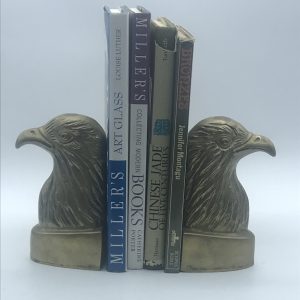 Pair Vintage Solid Brass American Eagle Head Bookends