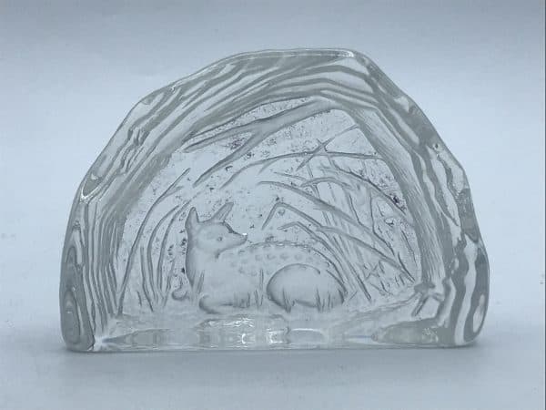 Vintage Dartington Capredoni Signed Crystal Paperweight Fawn/Deer - Image 2