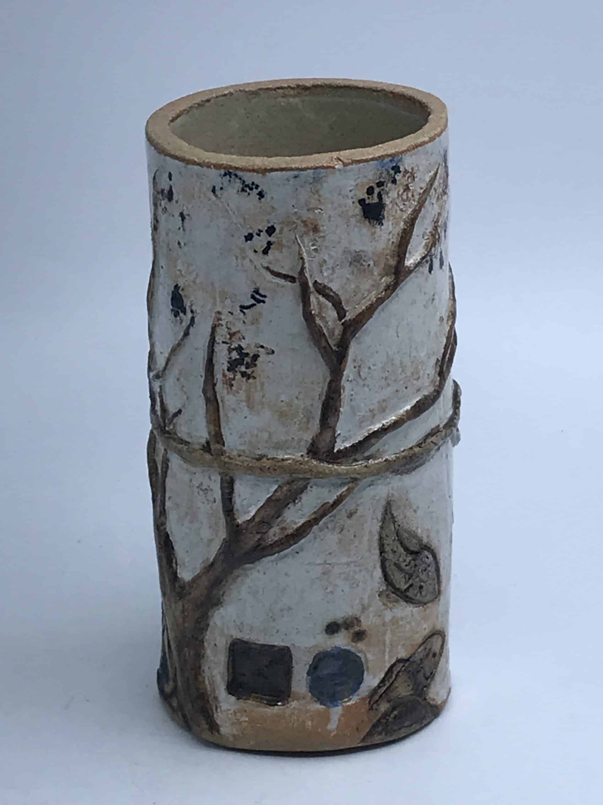 Studio Stoneware Vase Oriental Style Signed Pottery - Image 2