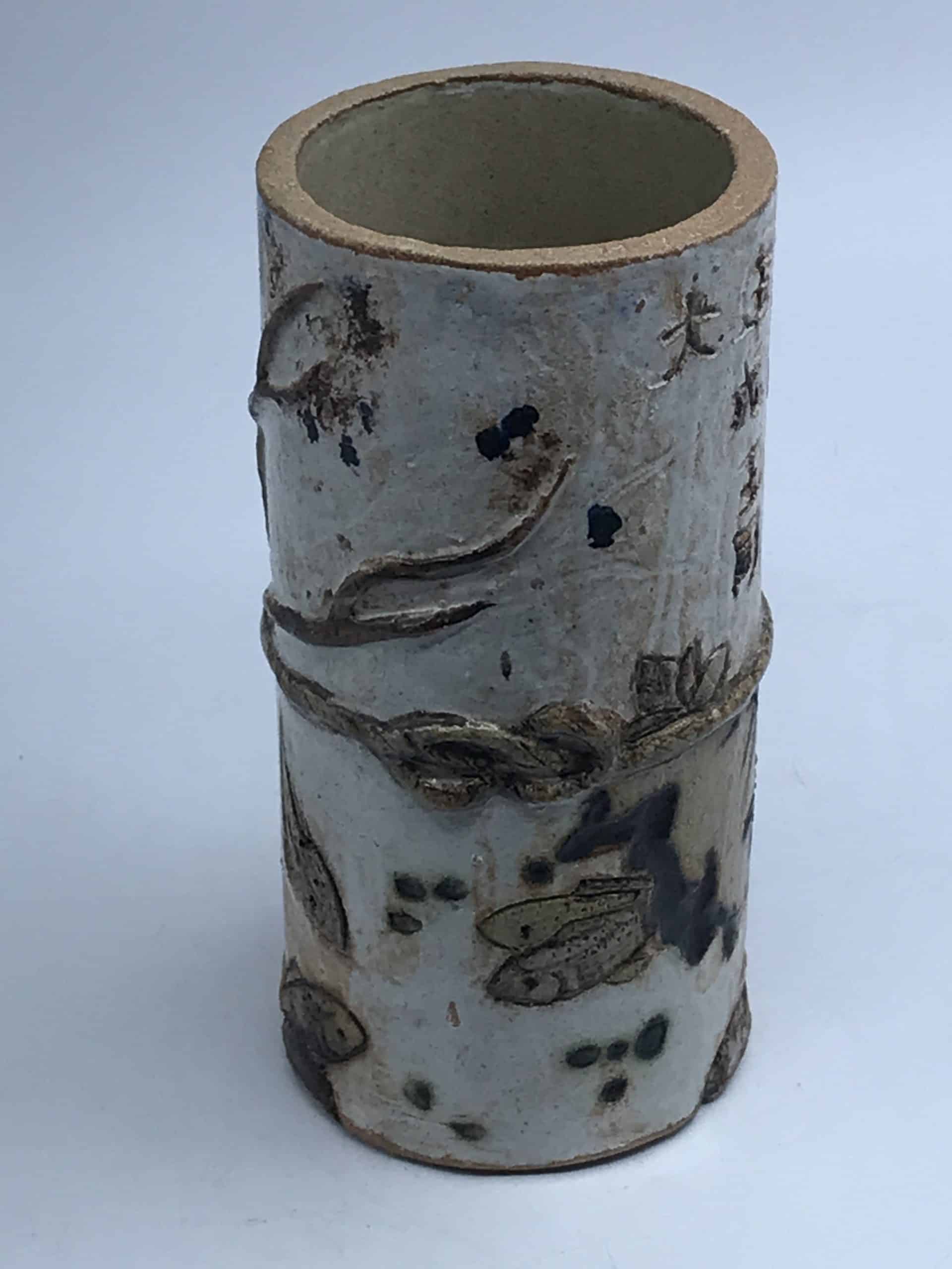 Studio Stoneware Vase Oriental Style Signed Pottery - Image 6