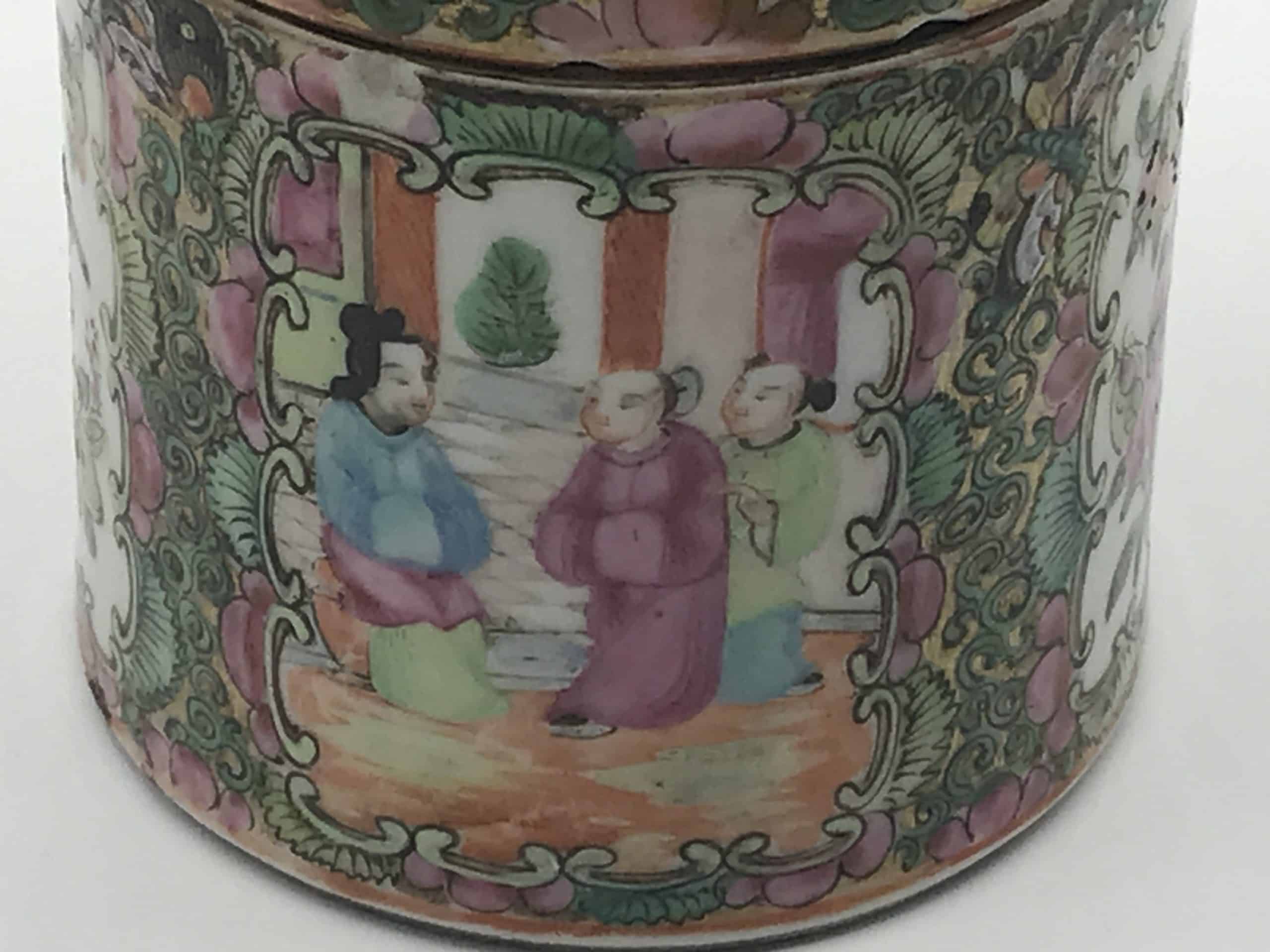 Antique 19th Century Famille Rose Canister Vase and Cover - Image 5