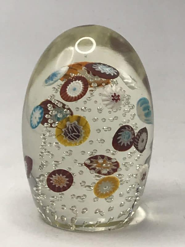 Italian Murano Millefiori Glass Egg Shape Paperweight