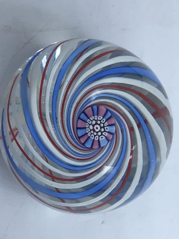 John Deacons 1998 Millefiori Spiral Glass Paperweight – Red White Blue – Signed Art Glass Collectible - Image 6