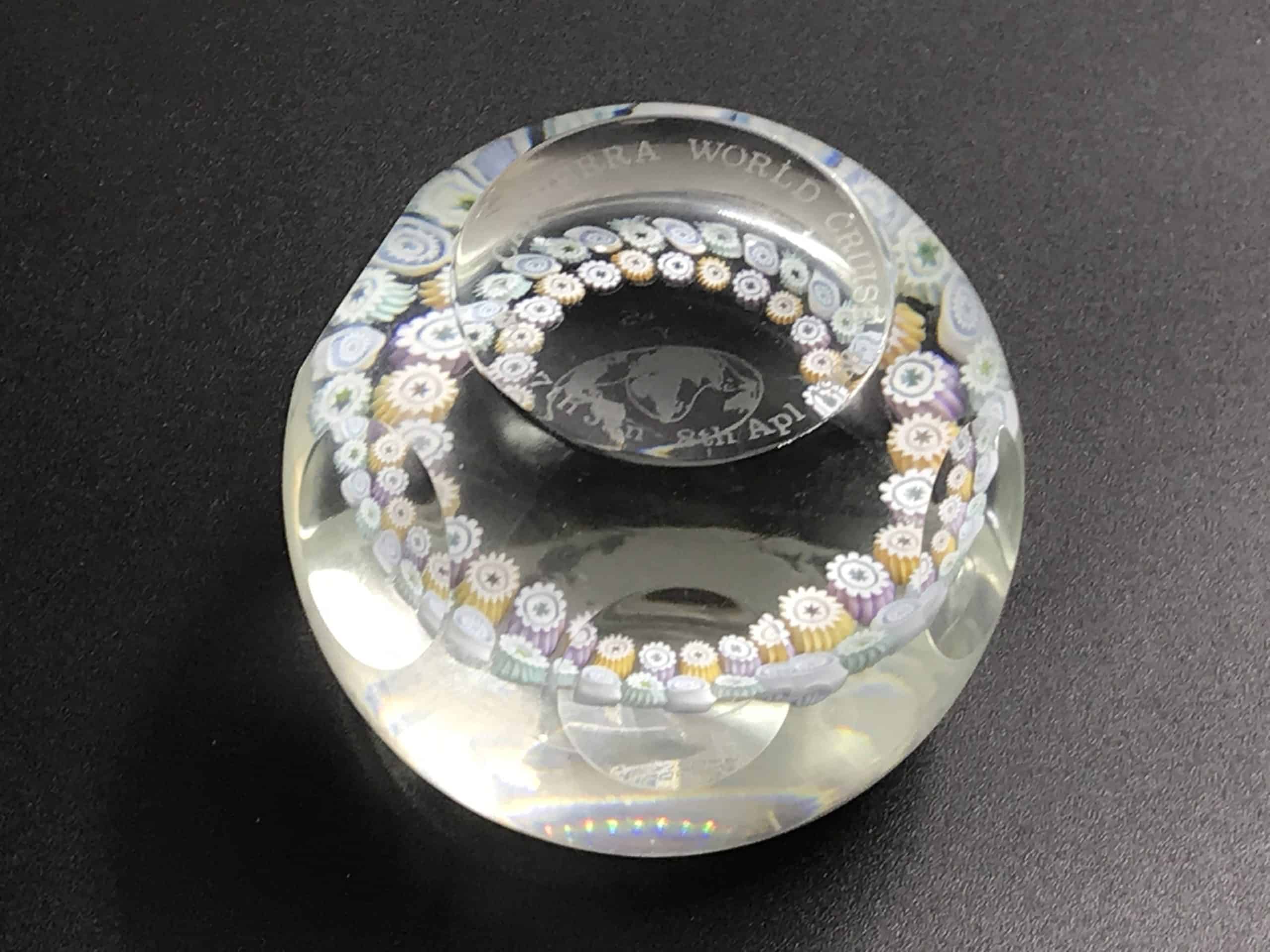 Large Millefiori Glass Paperweight P&O Canberra World Cruise 1988 - Image 2