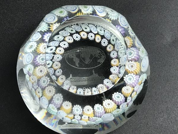 Large Millefiori Glass Paperweight P&O Canberra World Cruise 1988 - Image 3
