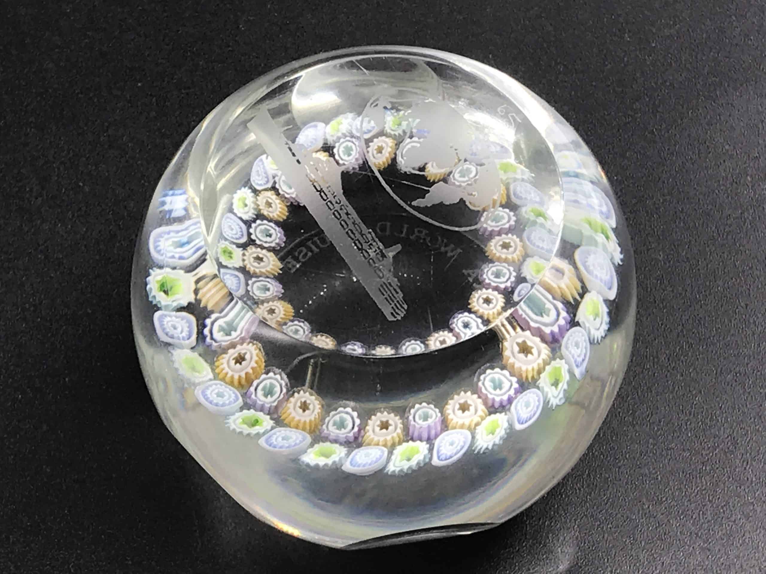 Large Millefiori Glass Paperweight P&O Canberra World Cruise 1988