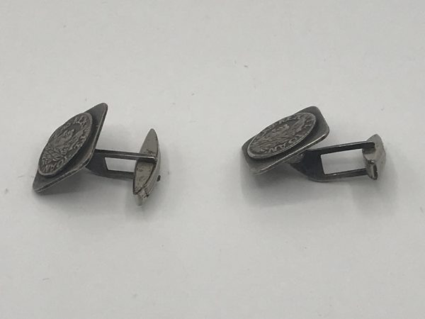 Rare Pair Sterling Silver Cufflinks With Boratynka Coin Of Lithuania - Image 4