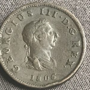 Good Grade 1806 British Copper Half Penny