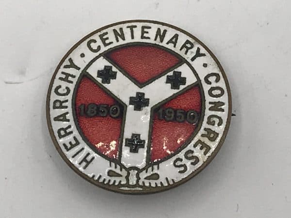 Roman Catholic Hierarchy Centenary Congress Westminster London England 1950 Badge