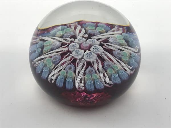 Vintage Scottish Strathearn 9 Spoke Millefiori Latticinio Glass Paperweight - Image 2