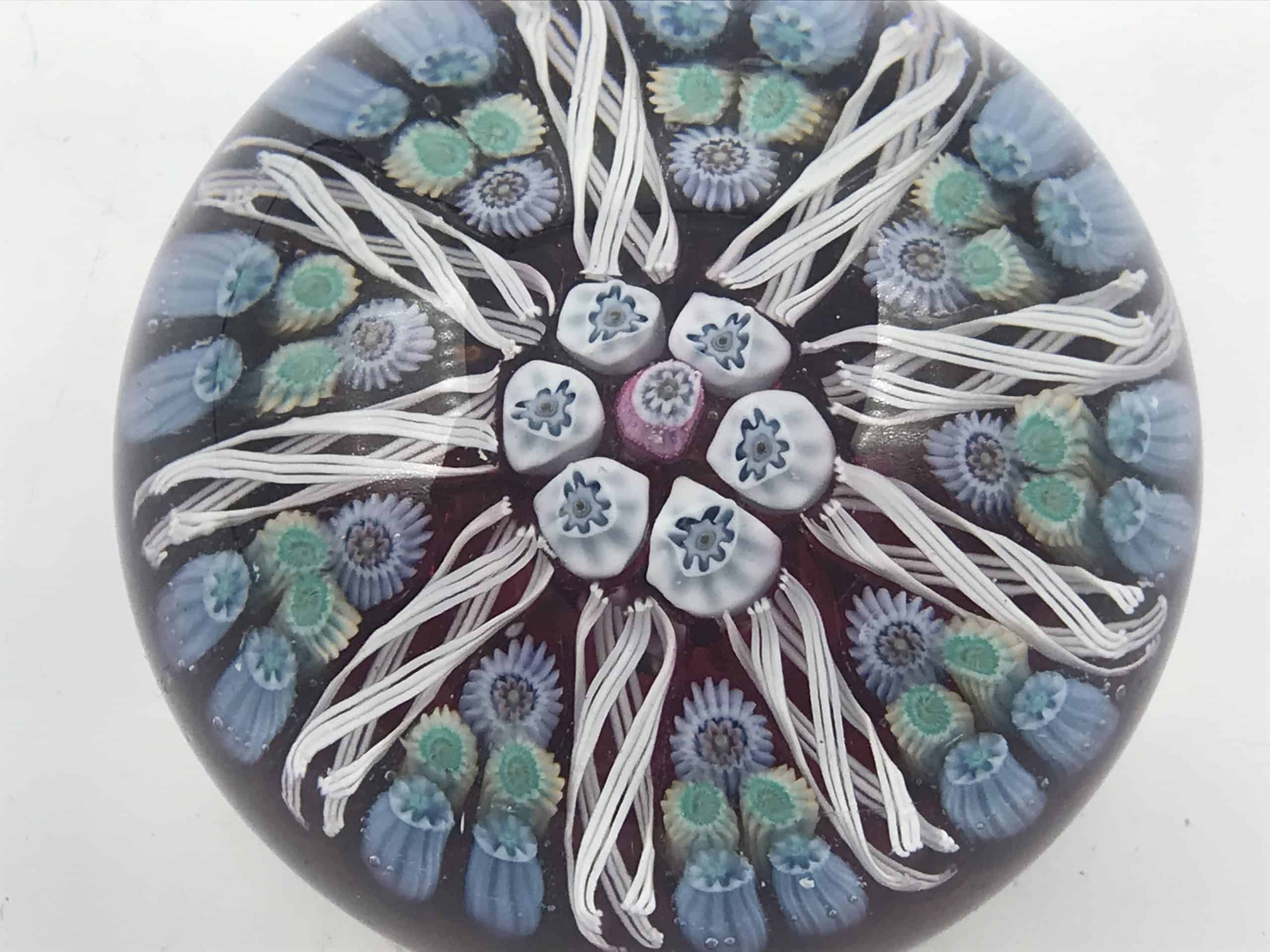Vintage Scottish Strathearn 9 Spoke Millefiori Latticinio Glass Paperweight - Image 5