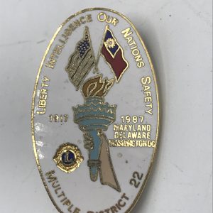 1987 Enamel Badge District 22 Liberty Intelligence Our Nations Safety