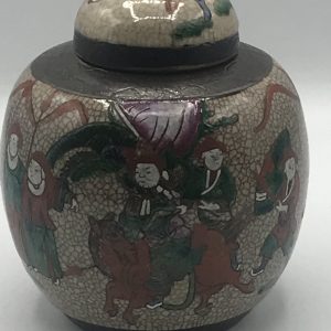 Antique Chinese Porcelain Crackle Glaze Warrior Ginger Jar