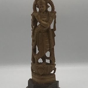 Beautifully Carved Wood Figure Hindu Deity Krishna