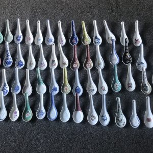 Large Collection of 53 Chinese Porcelain Spoons – Hand-Painted & Vintage Mix – Good Condition
