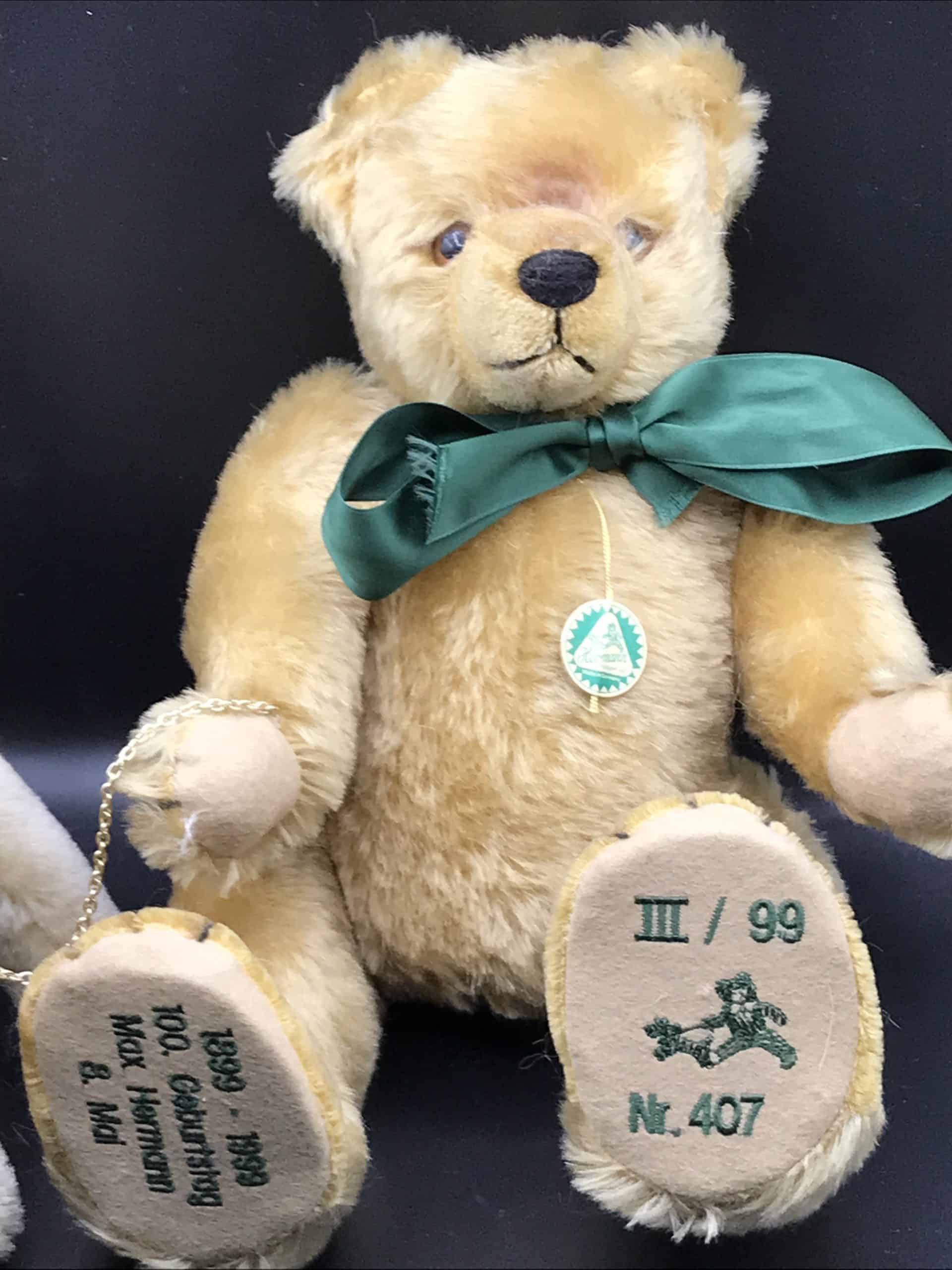 HERMANN Teddy 限定1999 ブルー テディベア 1843/1999 Antique Rare 1999 Hermann Mohair Teddy Bear & Dog – Limited