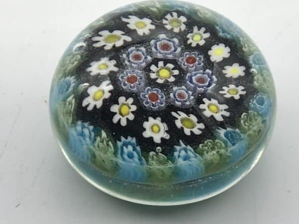 Beautiful Italian Small Murano Concentric Millefiori Glass Paperweight