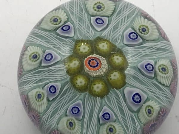 Scottish Strathearn 9 Spoke Millefiori Cartwheel Glass Paperweight