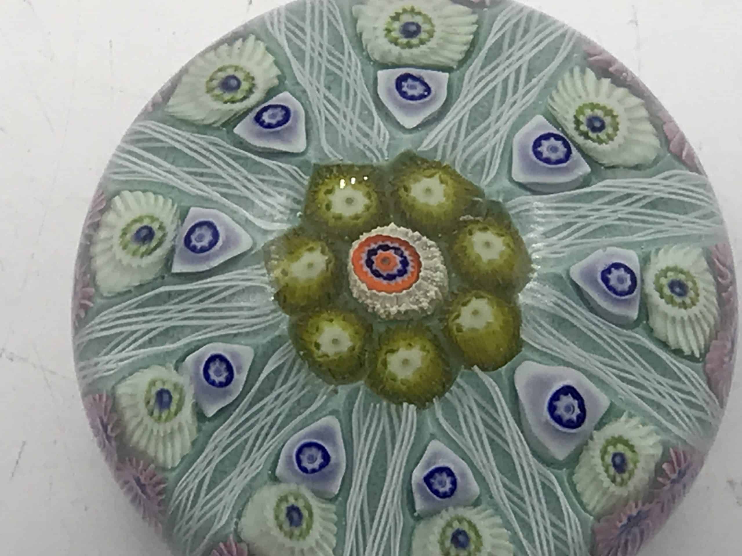 Scottish Strathearn 9 Spoke Millefiori Cartwheel Glass Paperweight