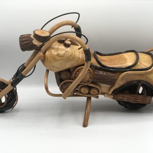 Handcrafted Wooden & Wicker Harley Davidson Model – Stunning Detail – 21″