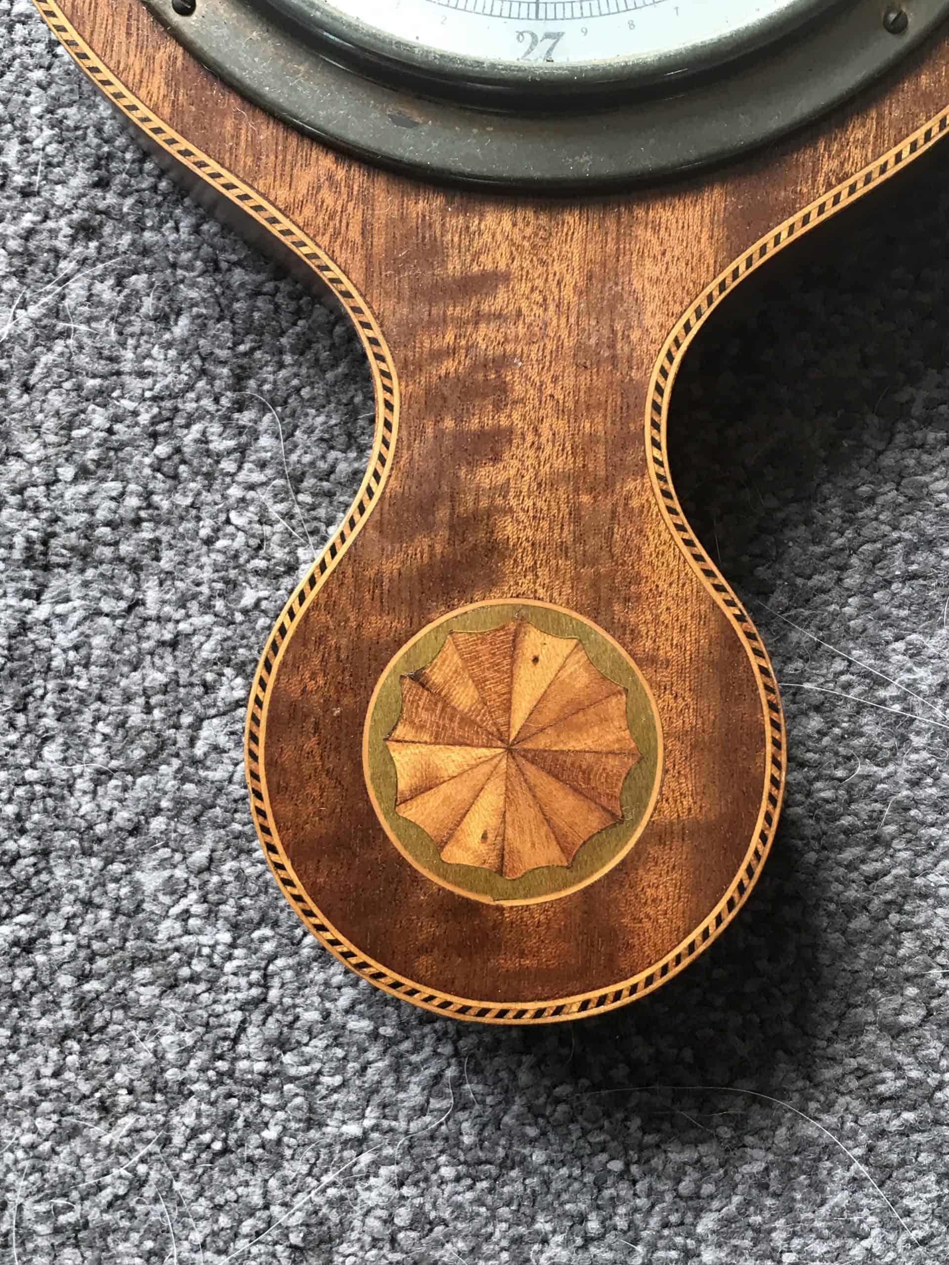 Vintage Inlaid Wood Onaratto Comitti barometer British Made OC Anchor Mark - Image 3