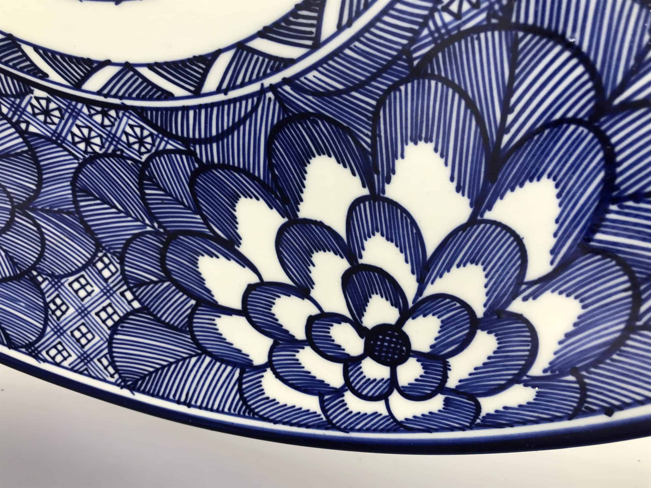 Huge Antique Japanese Meiji Period Porcelain Charger – Hand-Painted Peony Design - Image 11