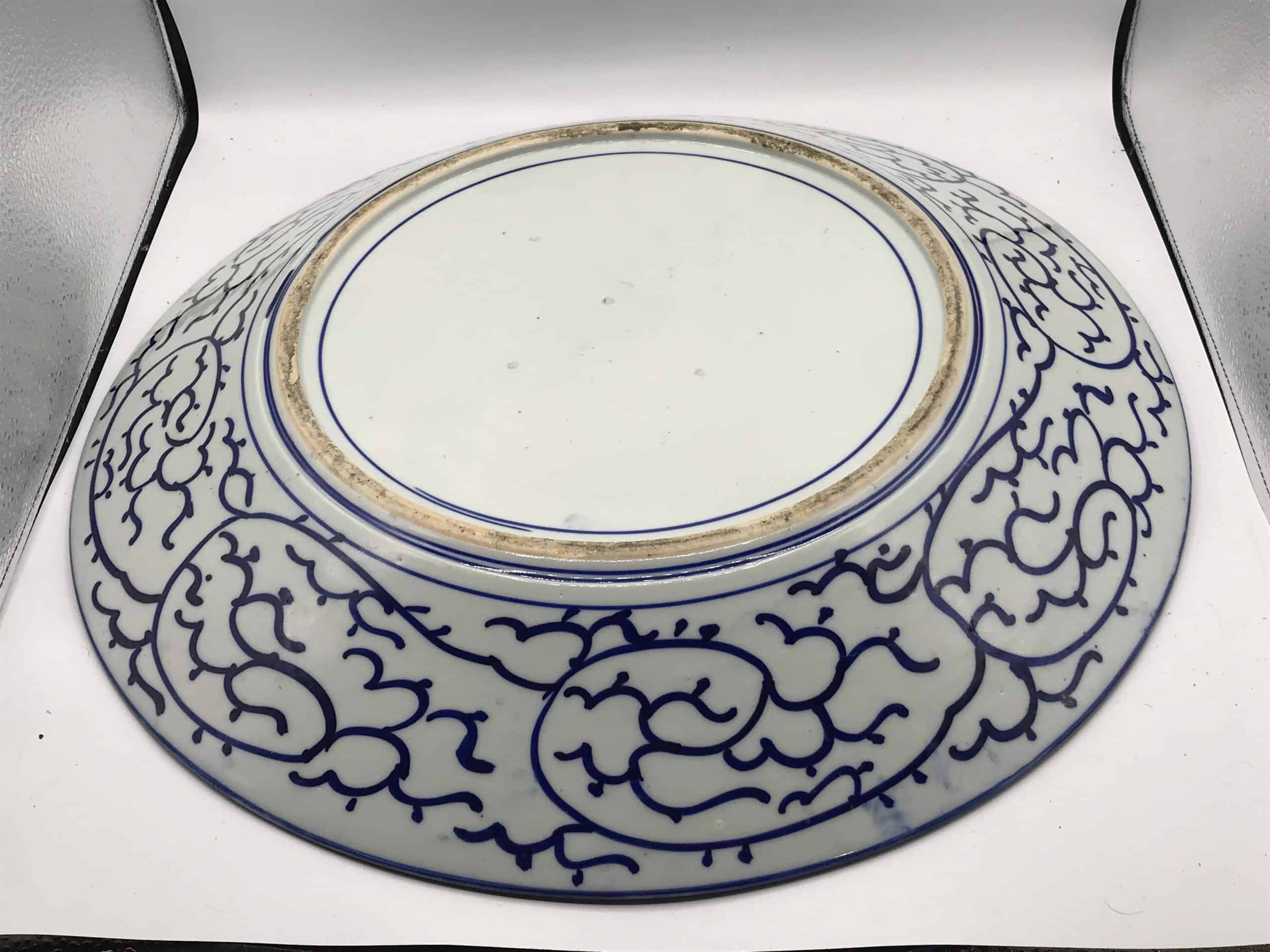 Huge Antique Japanese Meiji Period Porcelain Charger – Hand-Painted Peony Design - Image 3