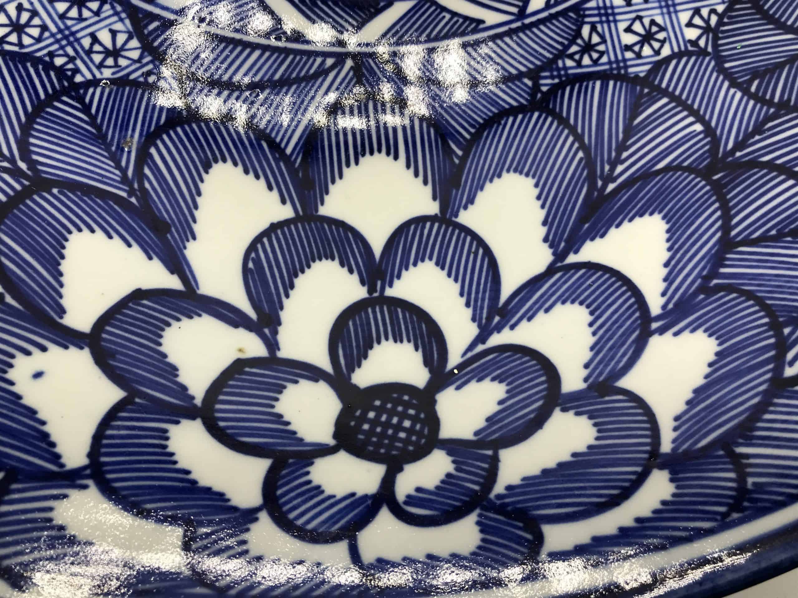 Huge Antique Japanese Meiji Period Porcelain Charger – Hand-Painted Peony Design - Image 9