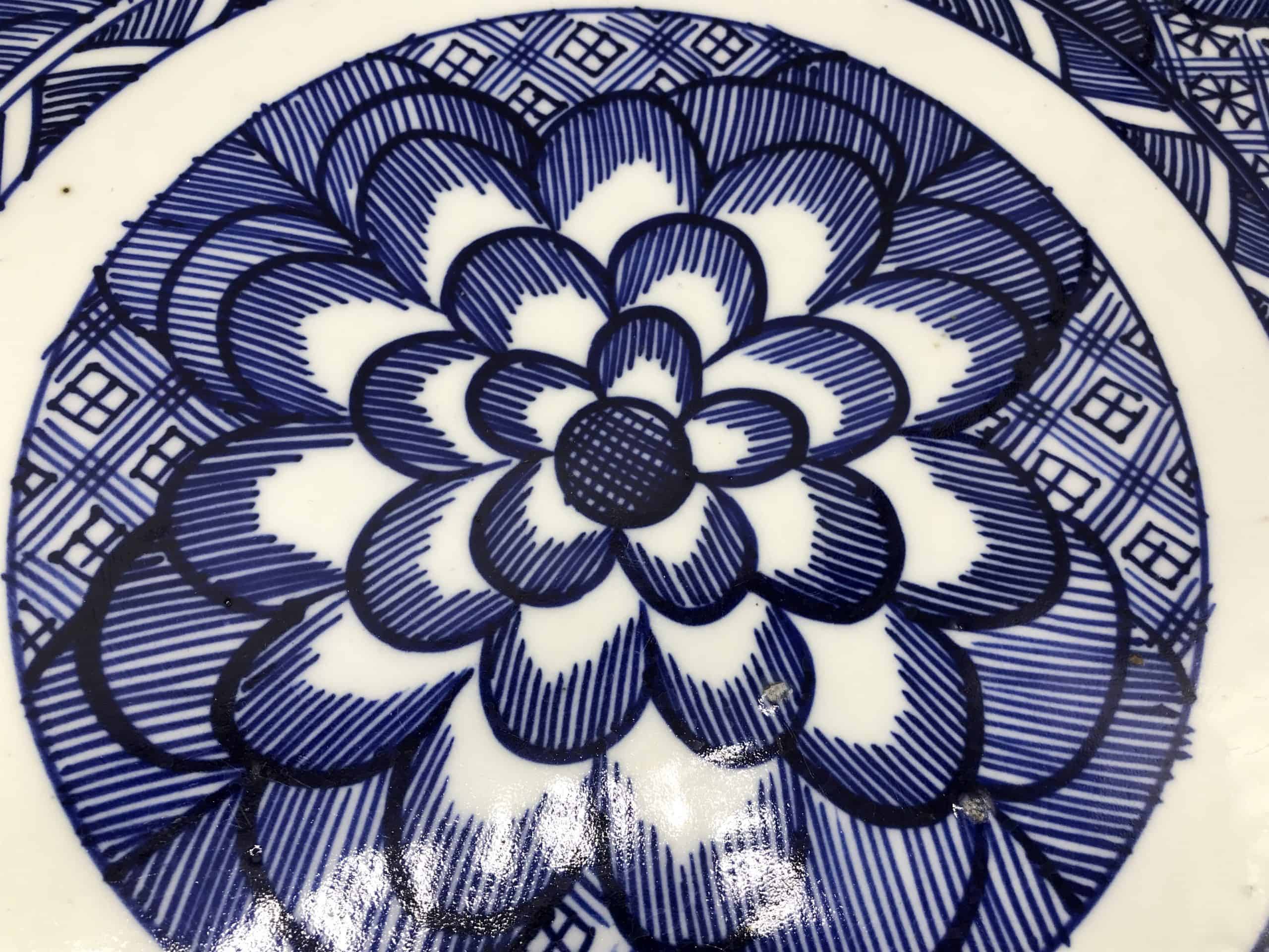 Huge Antique Japanese Meiji Period Porcelain Charger – Hand-Painted Peony Design - Image 10