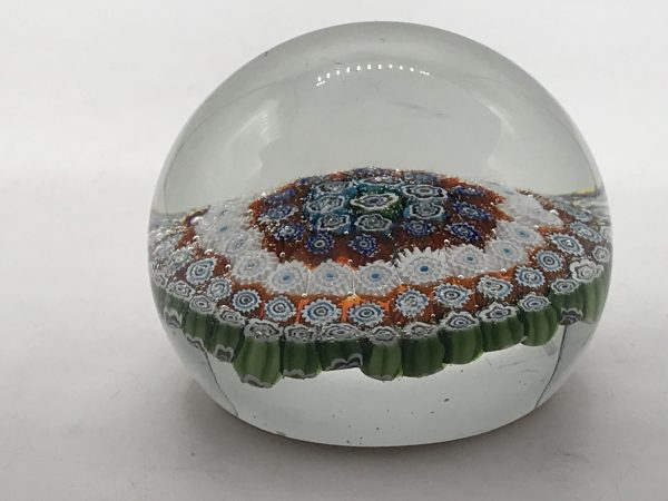 Italian Murano Glass Concentric Circle Millefiori Paperweight - Image 2