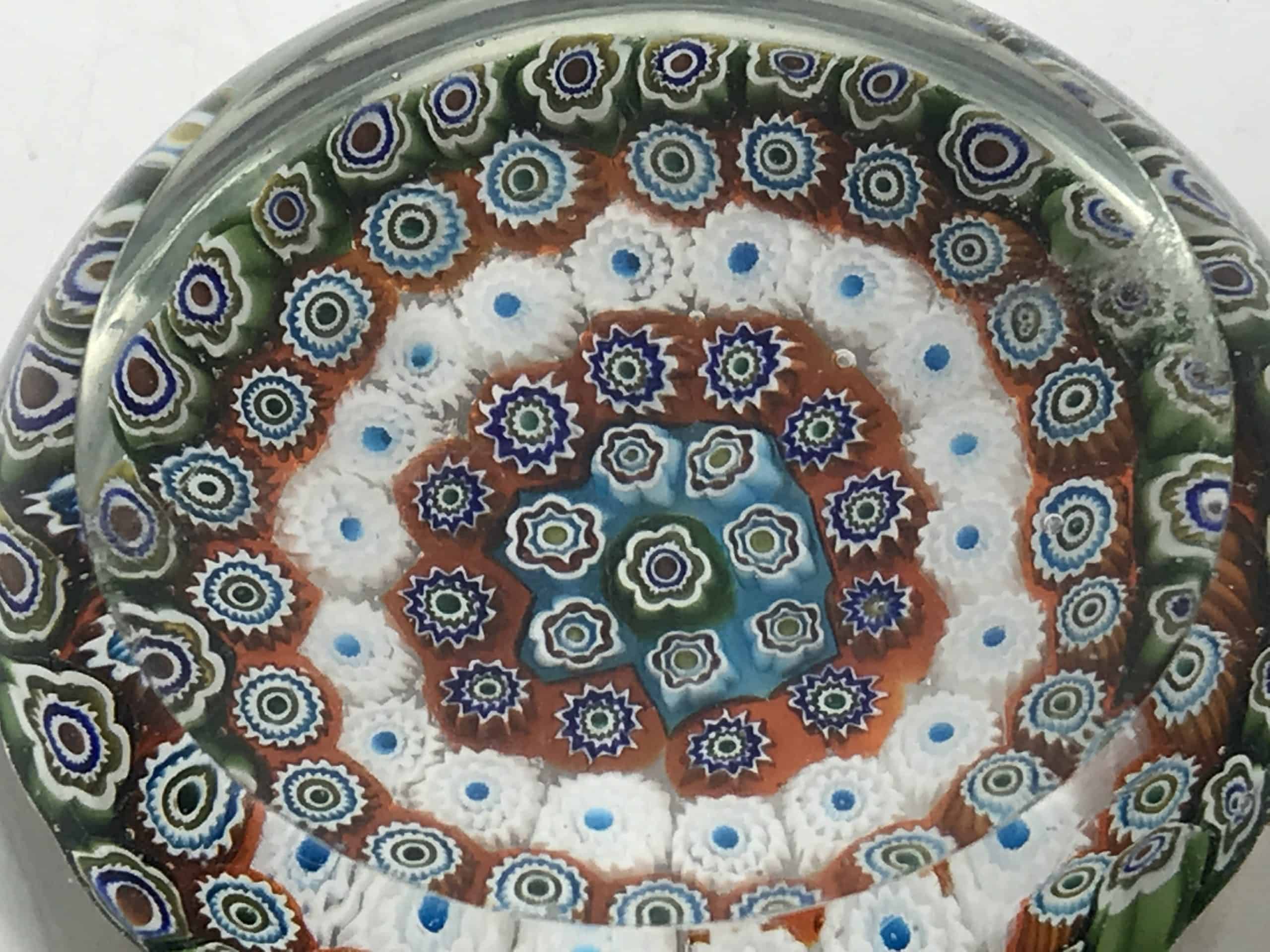 Italian Murano Glass Concentric Circle Millefiori Paperweight - Image 6