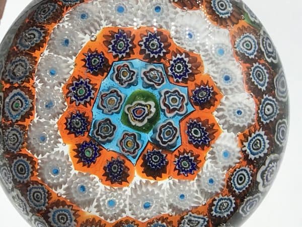 Italian Murano Glass Concentric Circle Millefiori Paperweight - Image 8