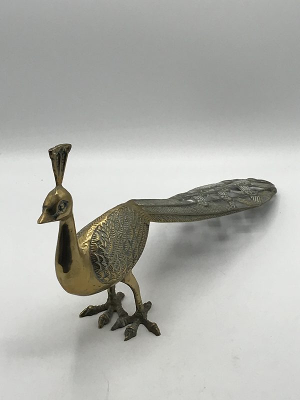 Large Beautiful Solid Brass Peacock - Image 3