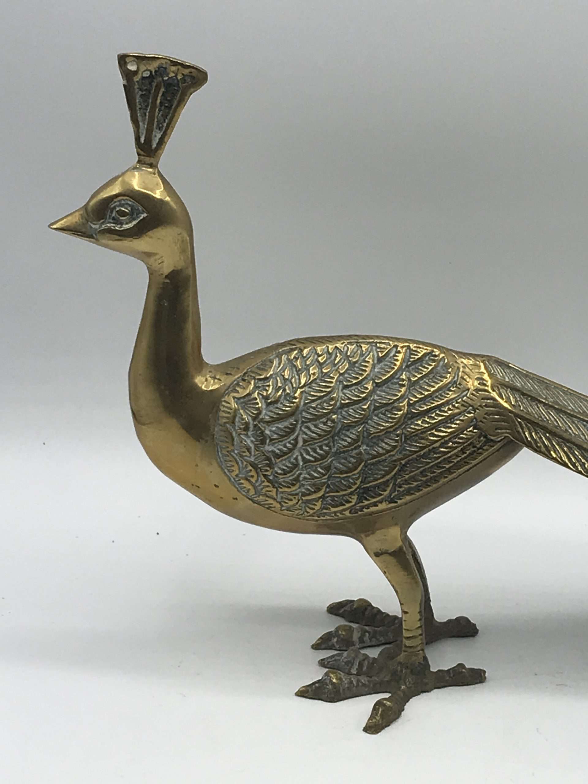 Large Beautiful Solid Brass Peacock - Image 4