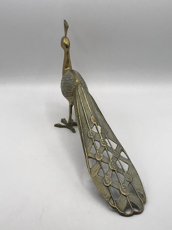 Large Beautiful Solid Brass Peacock - Image 6