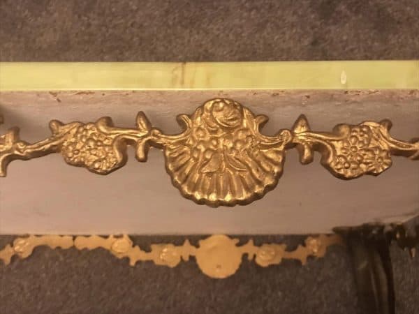 French Style Retro Faux Green Onyx Coffee Table – Gilded Metal Legs – 1980s Vintage - Image 7