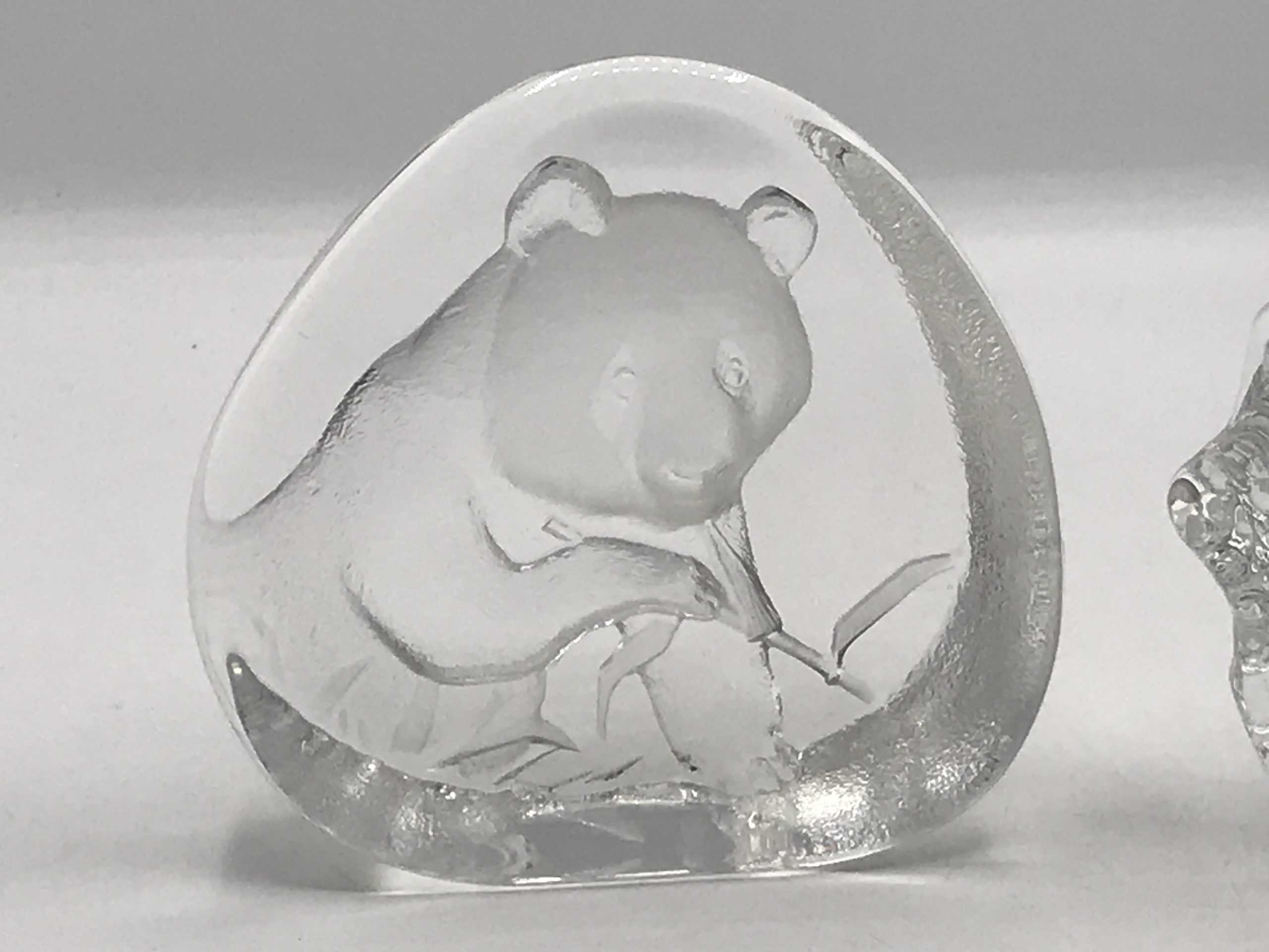 Two Swedish Glass Matts Jonasson Paperweights Panda & Squirrel - Image 3