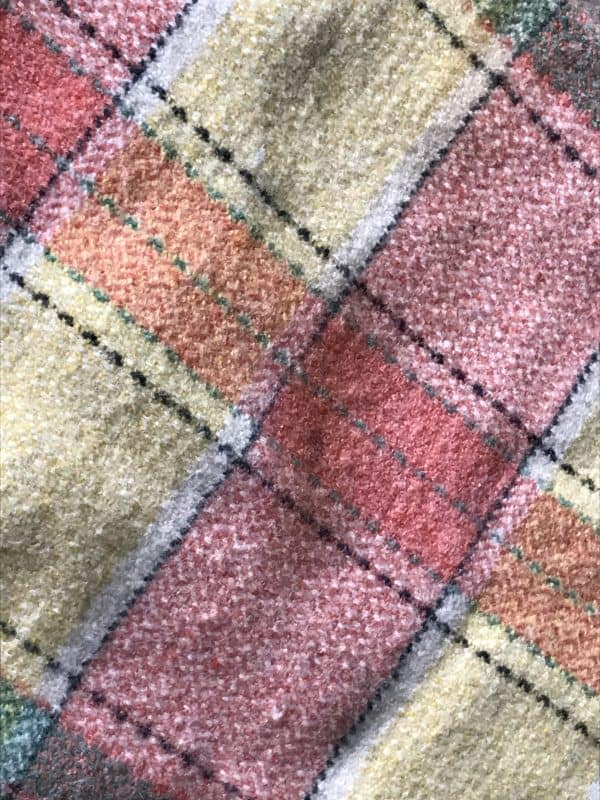 Large Vintage Wool Blanket – Pink, Yellow & Green Check – 82” x 68” – Classic Cosy Charm - Image 4