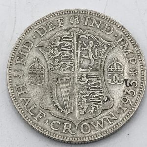 English 500 Grade Silver Half Crown 1933